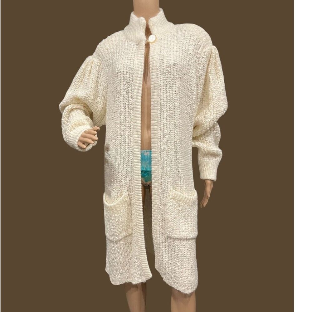 WESTBOUND Vintage 80's Women's Acrylic Long Chunky Knit Cardigan Sz XL